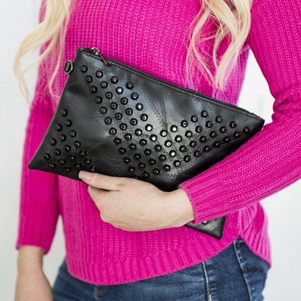 Studded Clutch Bag Cross Body Handbag