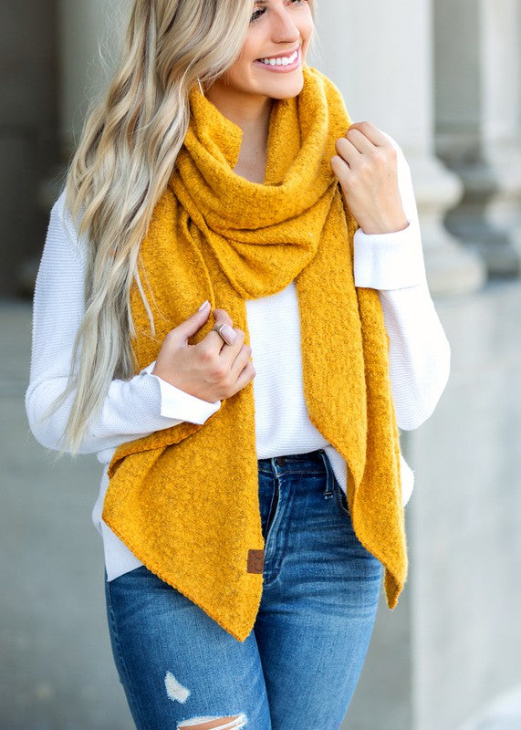 Draped Oblong Ultra Soft Boucle Scarves