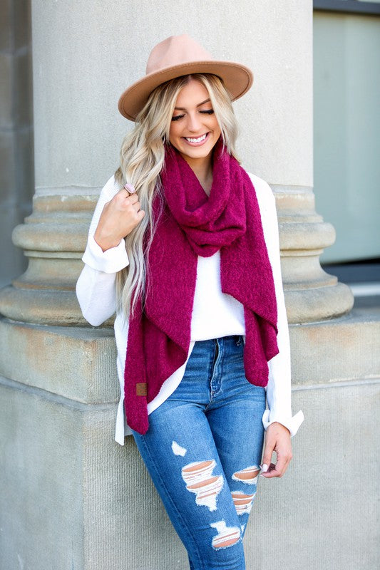 Draped Oblong Ultra Soft Boucle Scarves