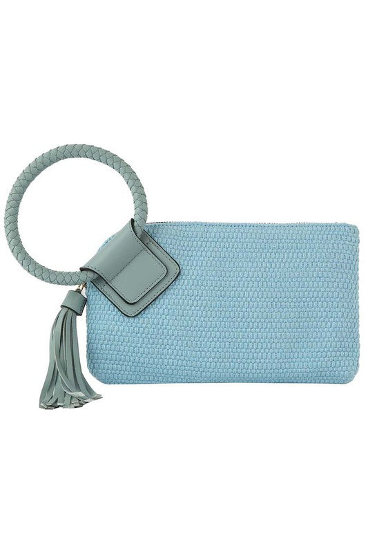 Canvas Tassel Wristlet Clutch