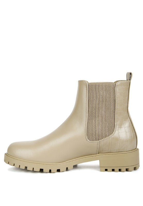 Croc Texture Back Chelsea Boots