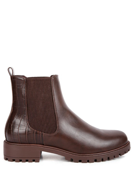 Croc Texture Back Chelsea Boots