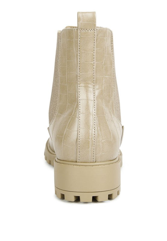 Croc Texture Back Chelsea Boots