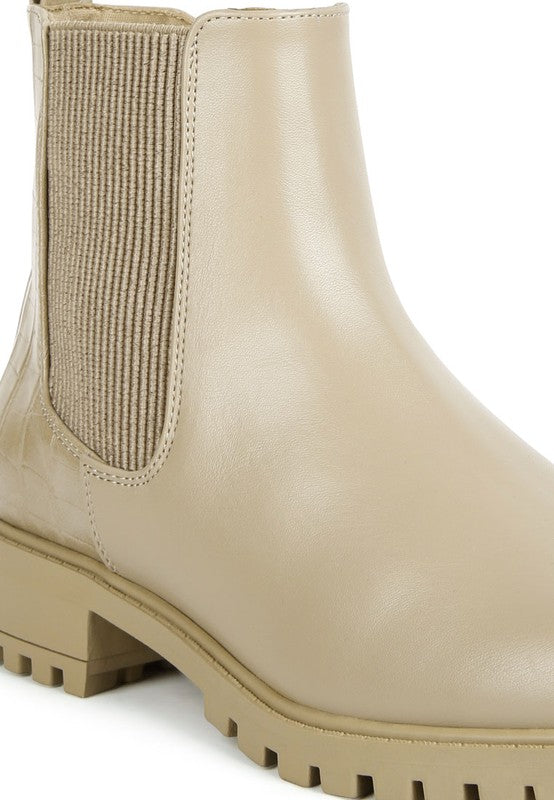 Croc Texture Back Chelsea Boots