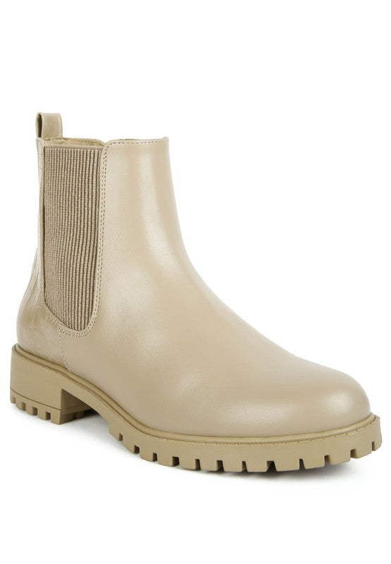 Croc Texture Back Chelsea Boots