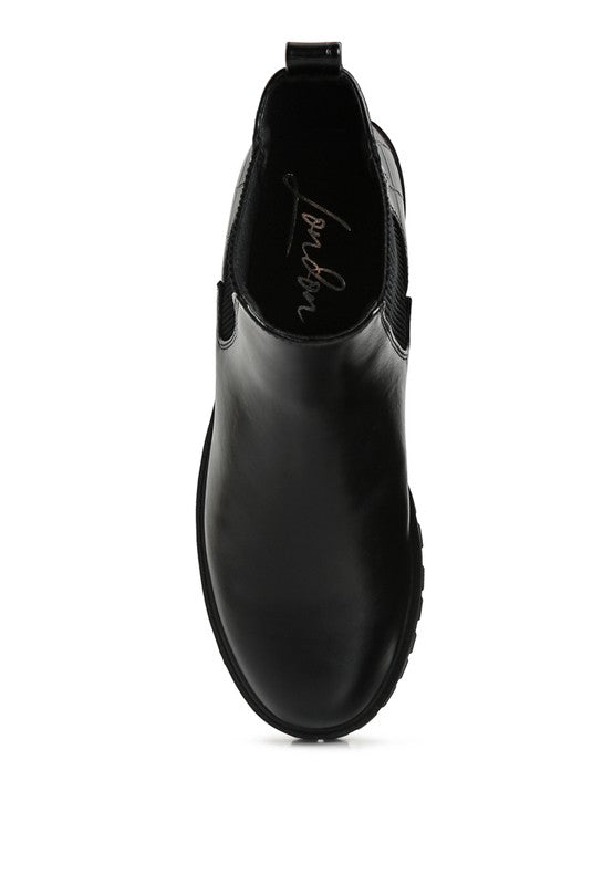 Croc Texture Back Chelsea Boots