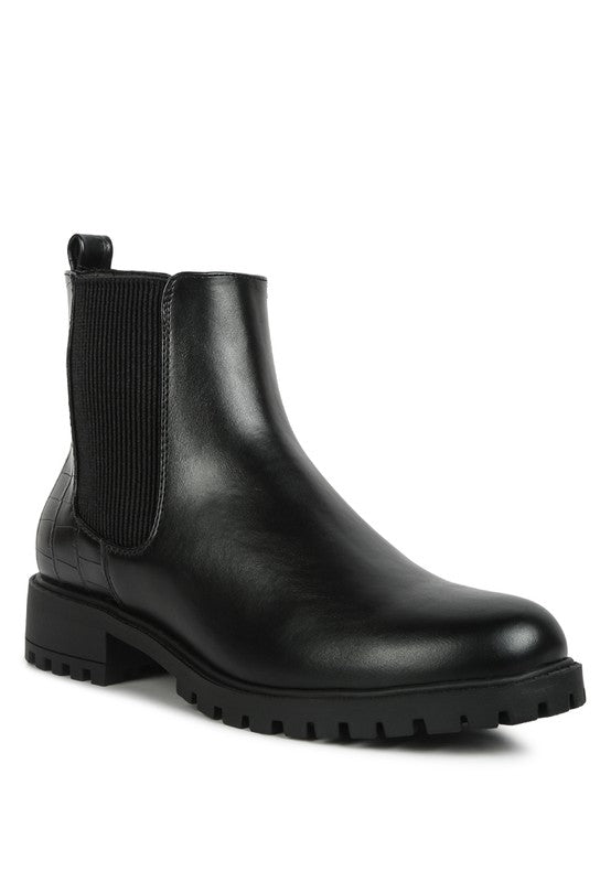 Croc Texture Back Chelsea Boots