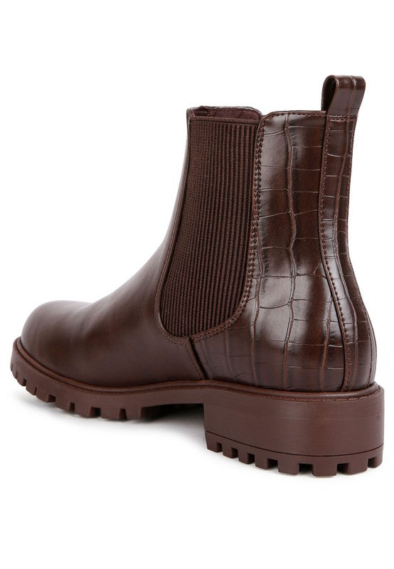 Croc Texture Back Chelsea Boots