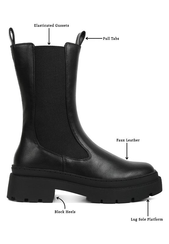 Lug Sole Boots with Elasticated Gussets
