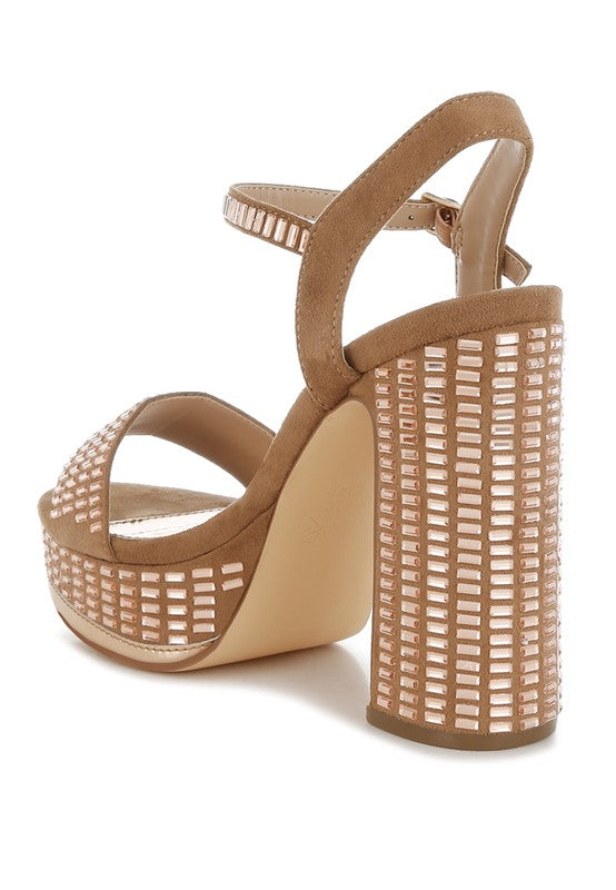 Rhinestones Embellished Ankle Strap Heels