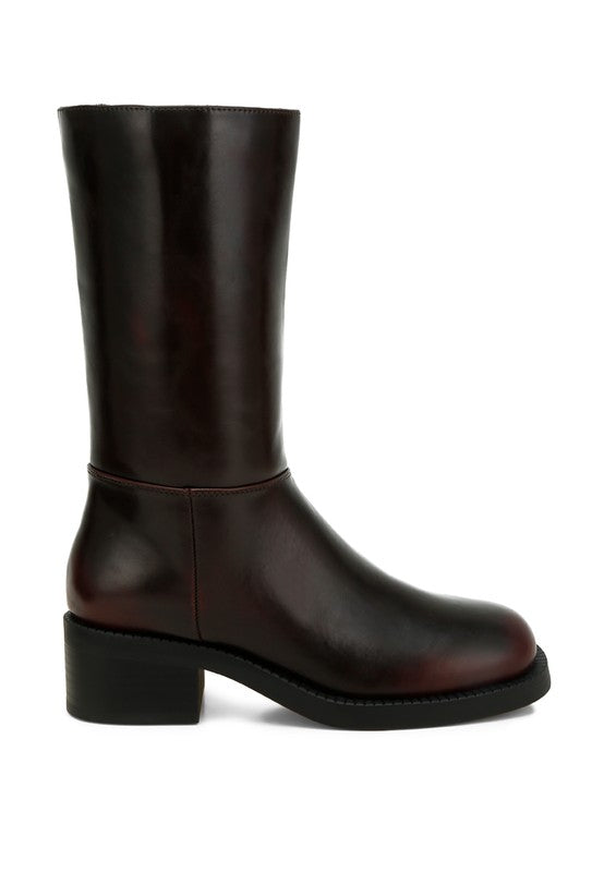 Block Heel Calf Boots