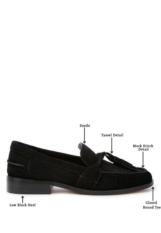 Tassel Detail Suede Loafers