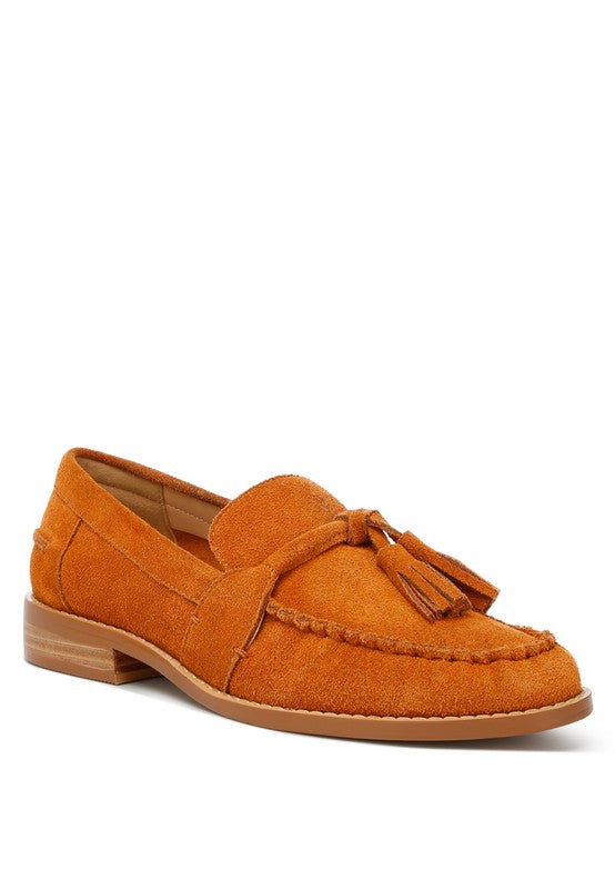 Tassel Detail Suede Loafers