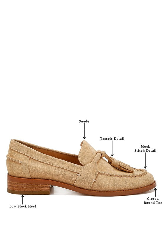 Tassel Detail Suede Loafers