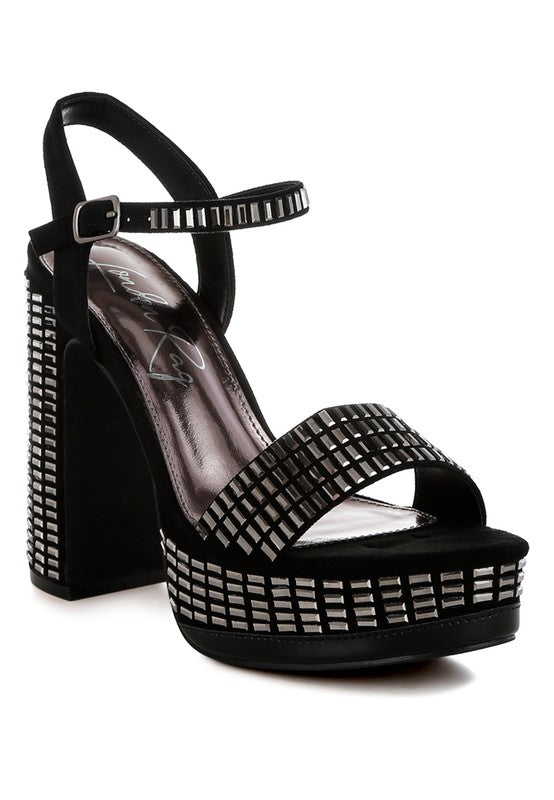 Rhinestones Embellished Ankle Strap Heels