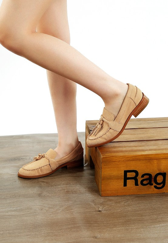 Tassel Detail Suede Loafers