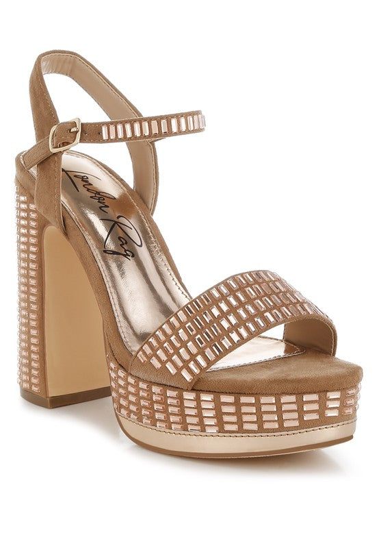 Rhinestones Embellished Ankle Strap Heels