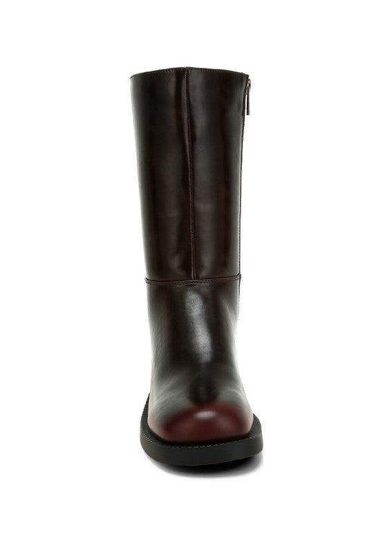 Block Heel Calf Boots