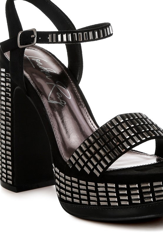 Rhinestones Embellished Ankle Strap Heels