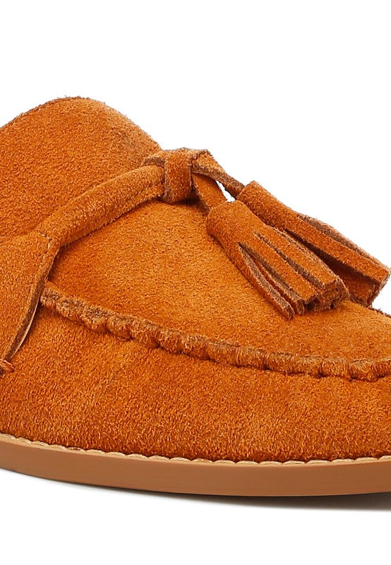 Tassel Detail Suede Loafers