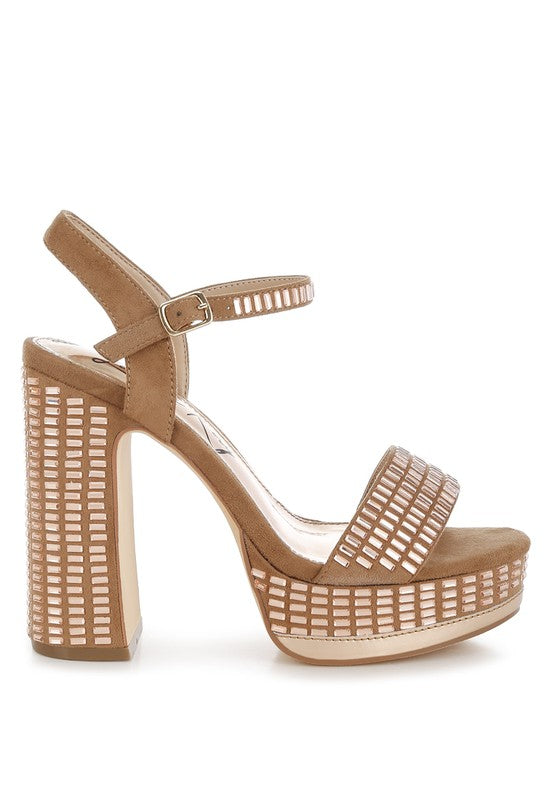 Rhinestones Embellished Ankle Strap Heels
