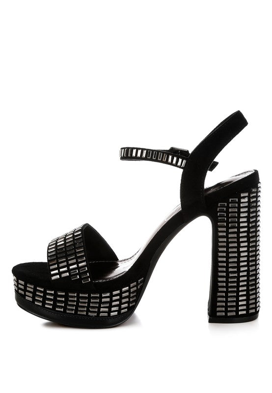 Rhinestones Embellished Ankle Strap Heels