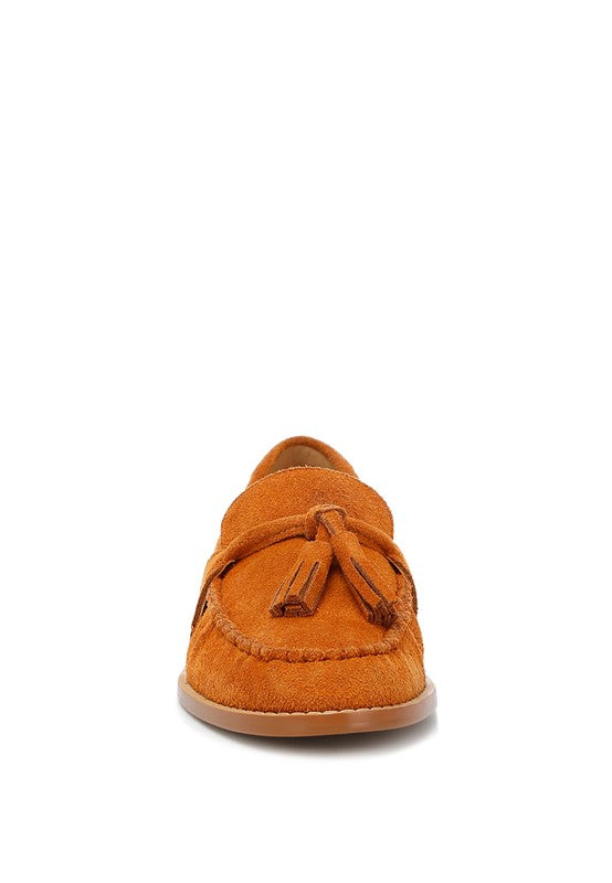 Tassel Detail Suede Loafers