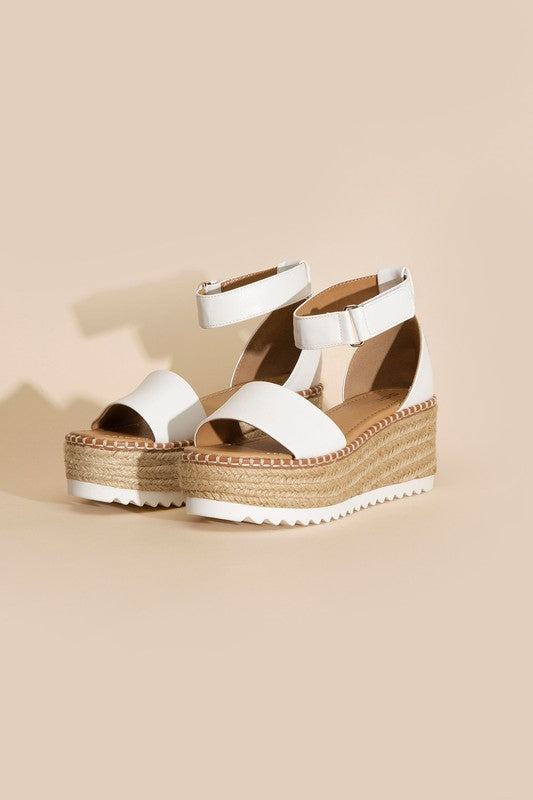 Raffia Platform Sandal with Angle Strap