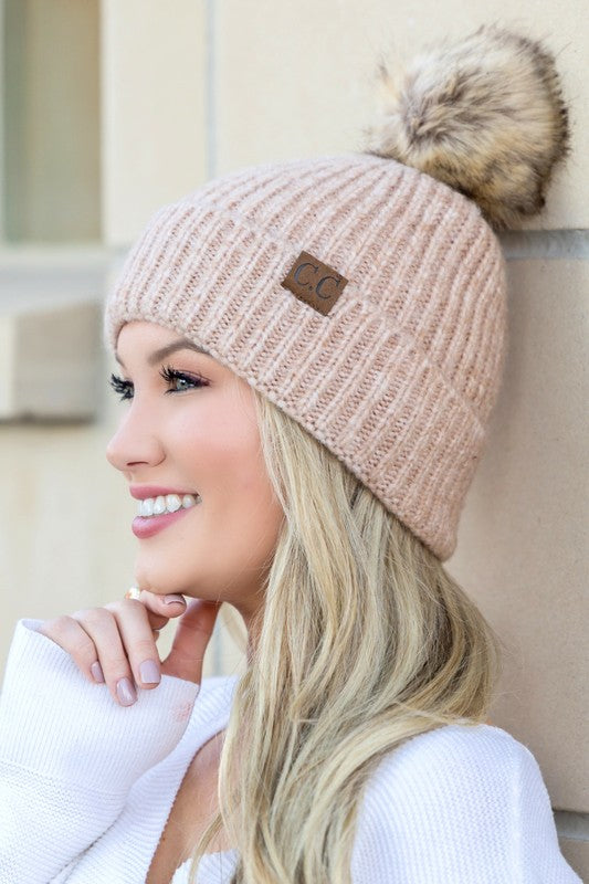 Cozy Marled Pom Beanie