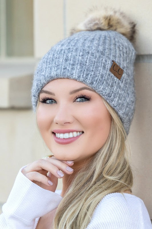 Cozy Marled Pom Beanie