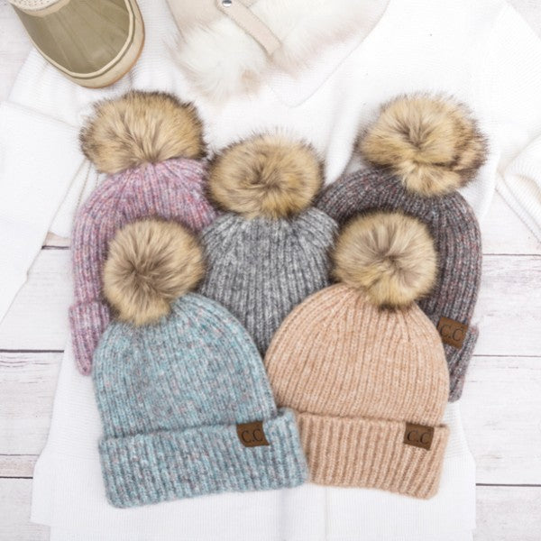 Cozy Marled Pom Beanie