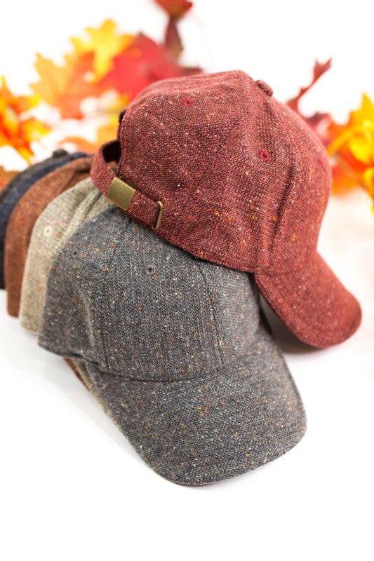 Tweed Ball Cap Fall Fashion Autumn Hat