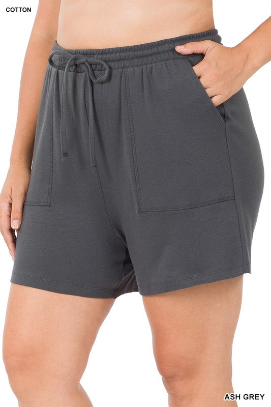 Plus Cotton Drawstring Shorts