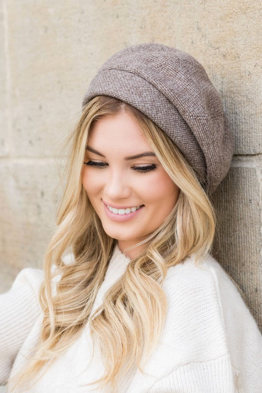 Herringbone Fold Over Beret