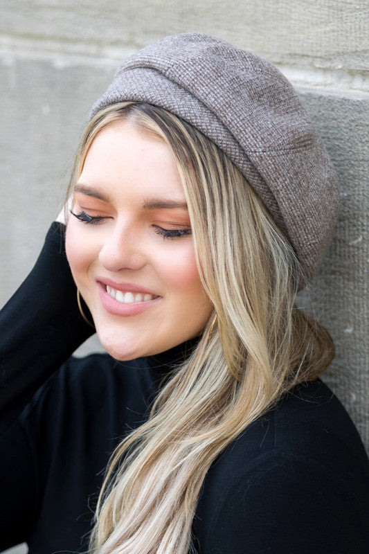 Herringbone Fold Over Beret