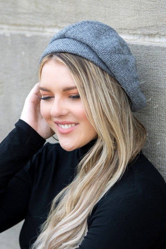 Herringbone Fold Over Beret