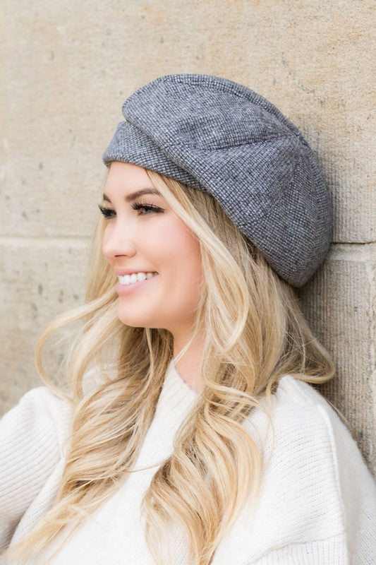 Herringbone Fold Over Beret