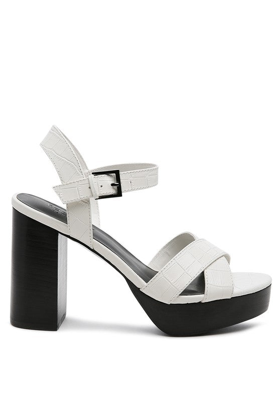 HIGH HEELED BLOCK SANDAL GENUINE LEATHER