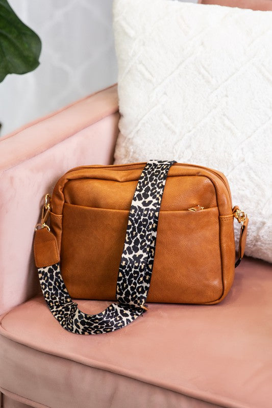 Leopard Strap Crossbody Handbag