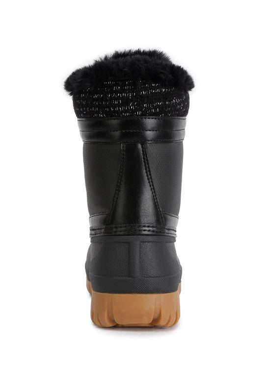 Fur Collar Contrasting Lug Sole Boots