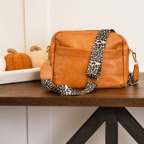 Leopard Strap Crossbody Handbag