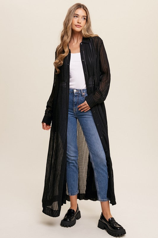 Long Button Down Cardigan