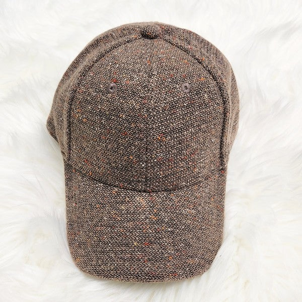 Tweed Ball Cap Fall Fashion Autumn Hat