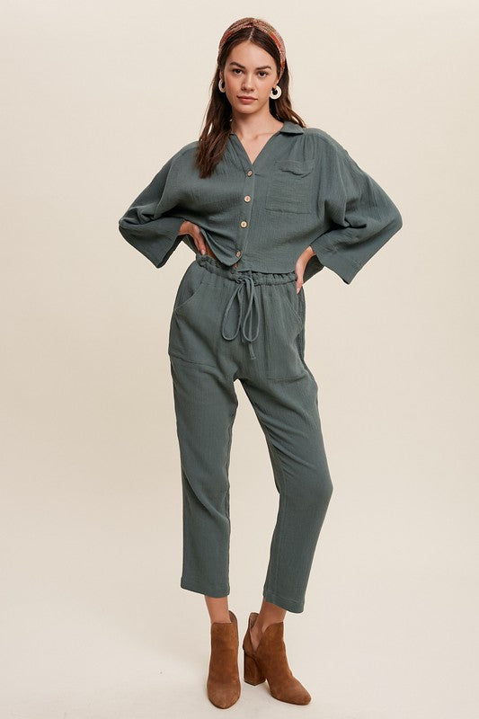 Long Sleeve Button Down with Pants Sets