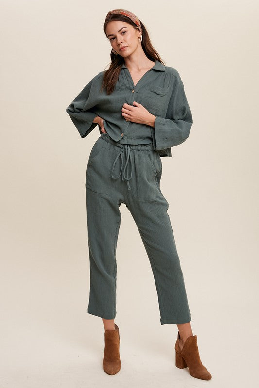 Long Sleeve Button Down with Pants Sets