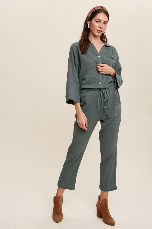 Long Sleeve Button Down with Pants Sets