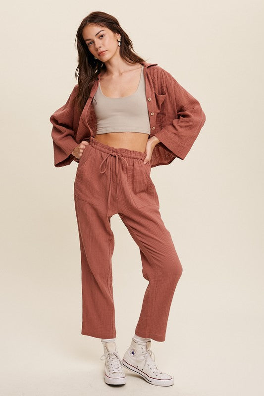 Long Sleeve Button Down with Pants Sets