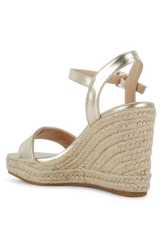 Metallic Woven Wedge Sandals