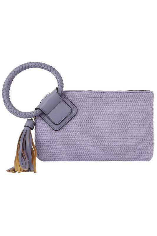 Canvas Tassel Wristlet Clutch