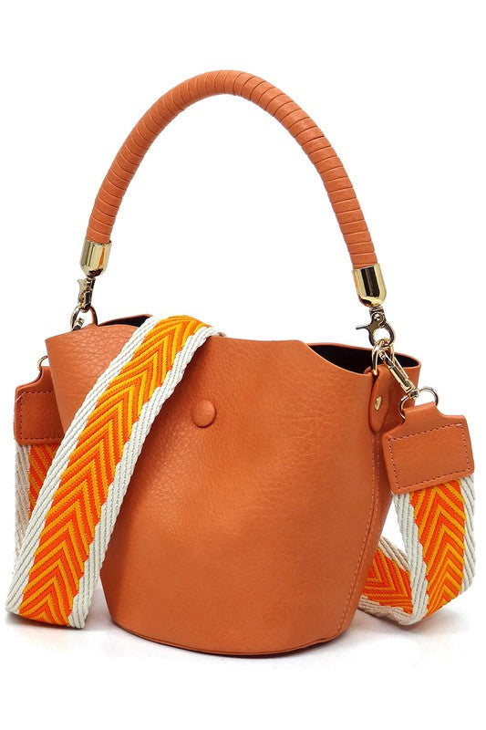 Bucket Crossbody Bag with Guitar Strap